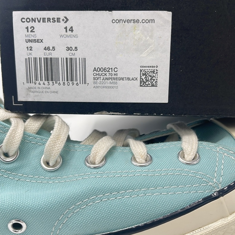 Converse Men’s High-Top Sneakers in Aqua A00621C CHUCK 70 HI SOFT JUNIPER/EGRET - Picture 16 of 16